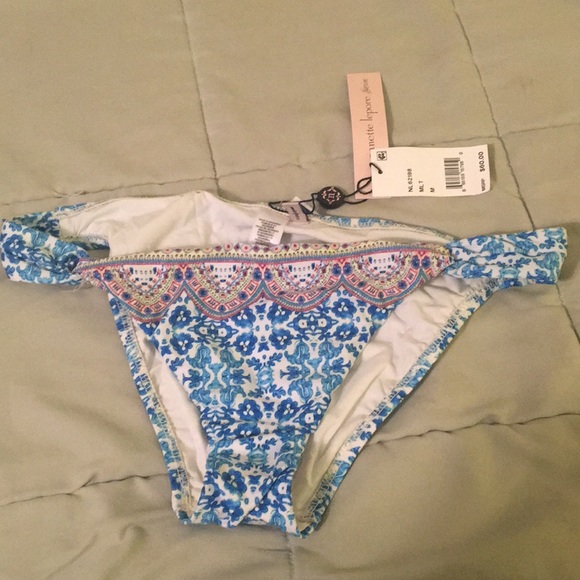 Nanette Lepore NWT sz medium swim bottoms blue - Picture 1 of 3